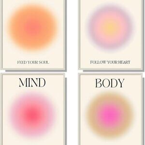 4 colorful abstract halo posters angel number positive energy inspirational lang